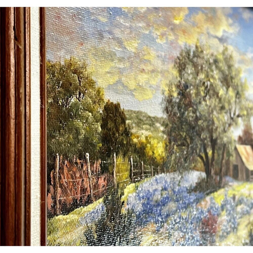 VTG Texas Bluebonnet Oil Painting on Canvas - Hill Country- Signed Eileen Arnold - Picture 12 of 15